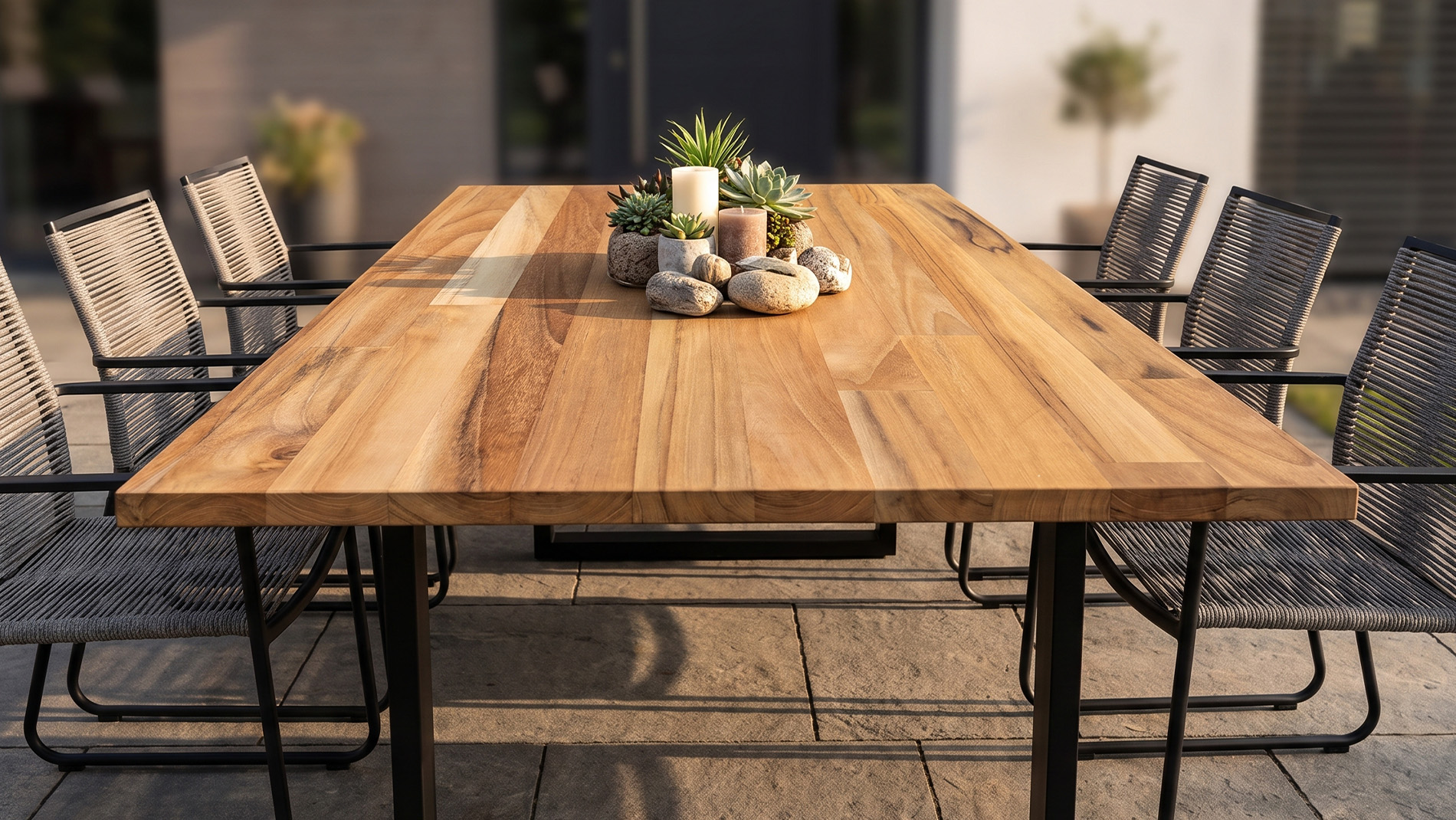 Teak massief houten tafelblad